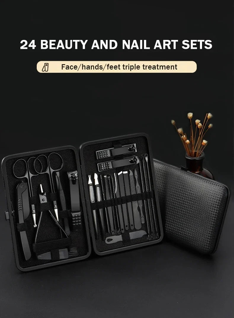 16-Piece Stainless Steel Manicure & Pedicure Kit | Travel Case