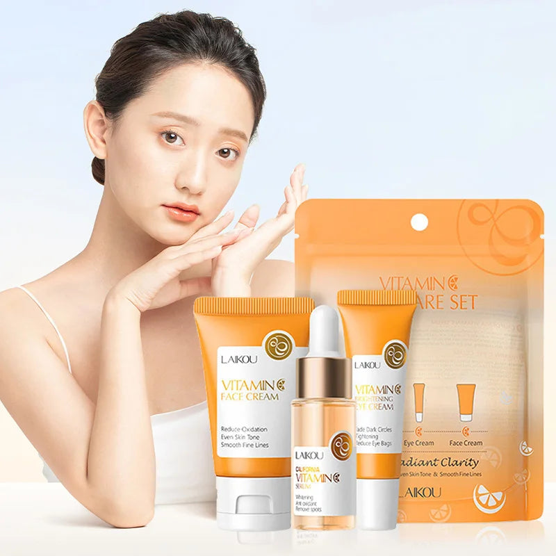 LAIKOU Vitamin C Skin Care Sets Face Cream Serum Eye Moisturizing