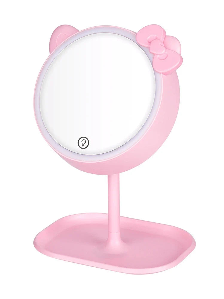 Pink Cat LED Vanity Mirror | Touch Screen Desk Makeup Mirror