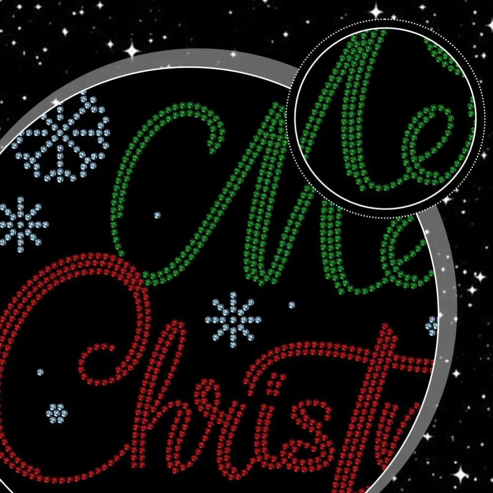 Christmas Glass Rhinestone Iron-On Appliqué Patch – 11.7x8.3"