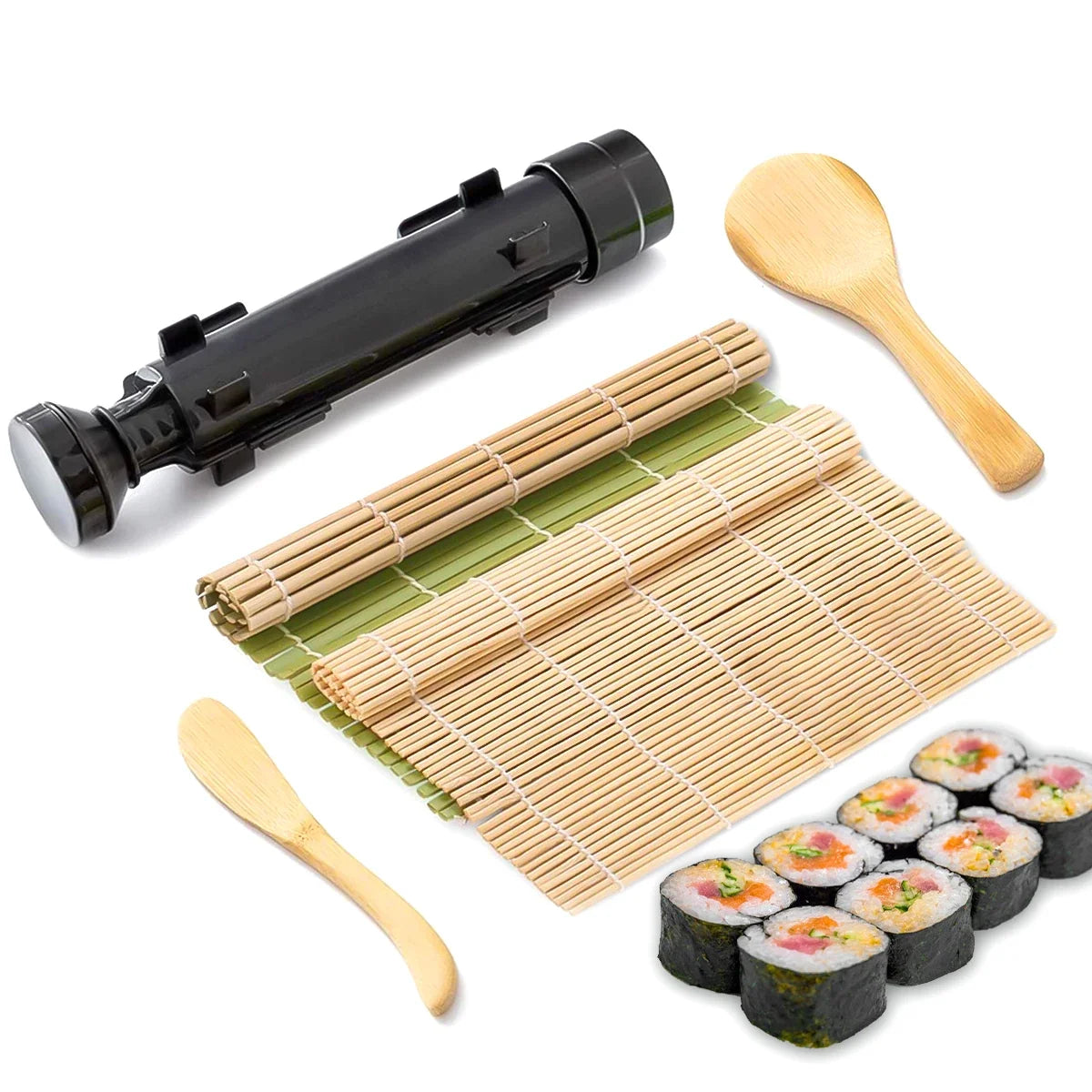 Sushi Maker Bazooka Machine Rice Mold Bamboo Rolling Mat Paddle DIY