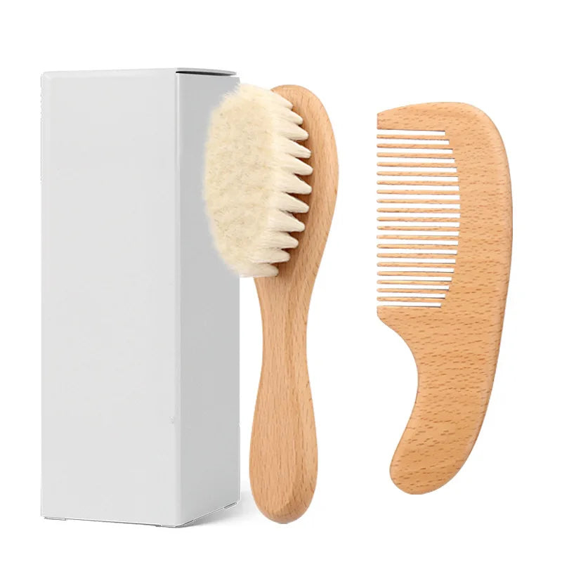 Baby Beech Wood Comb & Bath Brush Set | Gentle Grooming Kit