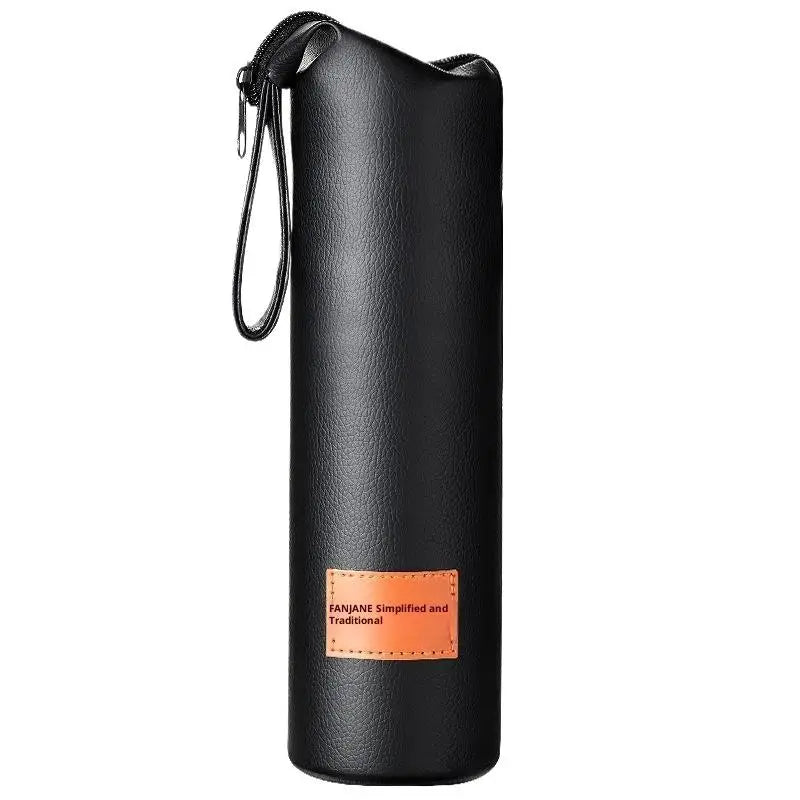 Leather Water Bottle Sleeve with Rope | Portable Cup Pouch