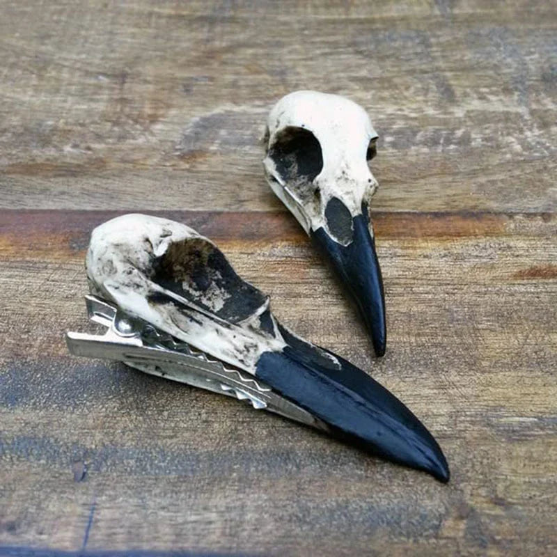 Goth Skeleton Crow Hair Clip | Halloween Party Hair Accessory