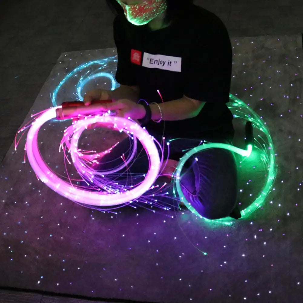 360 Swivel LED Fiber Optic Whip Bright Light Up Rave Toy EDM Pixel