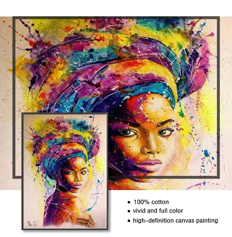 Abstract African Woman Canvas Wall Art Print | Modern Décor