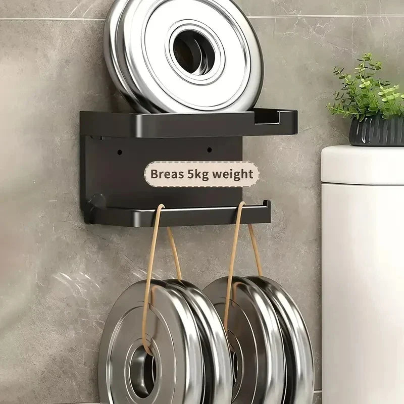 No-Drill Wall-Mounted Toilet Paper Holder | Bathroom Organizer