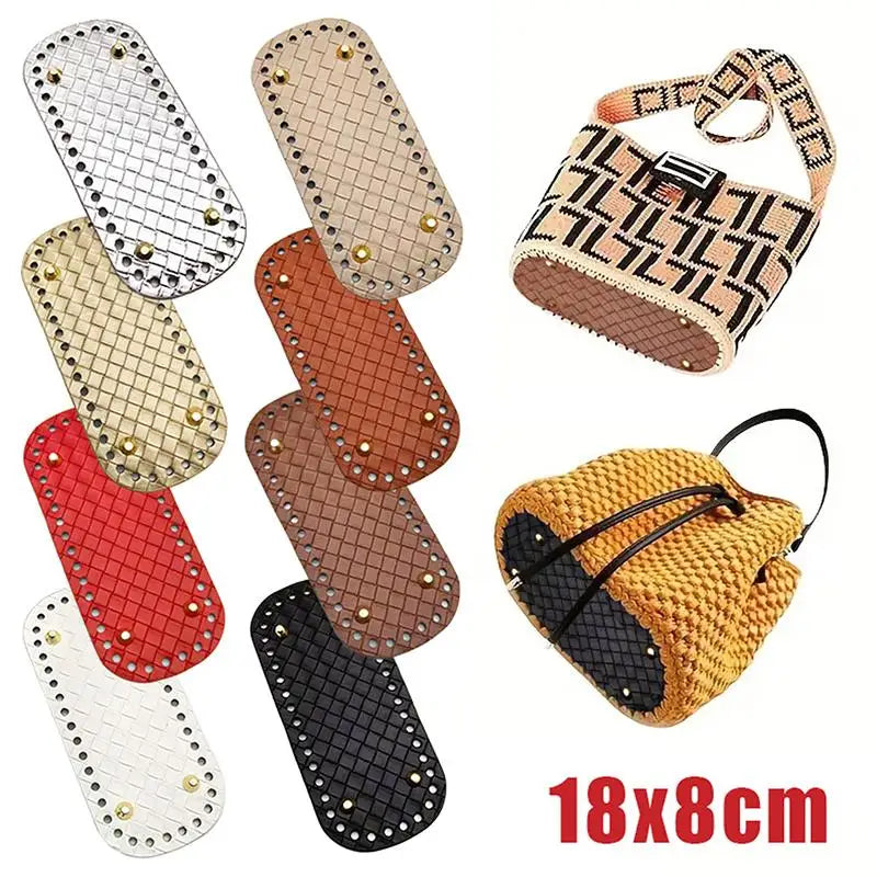 Woven Leather Bag Base 18x8cm | DIY Crochet Purse Bottom