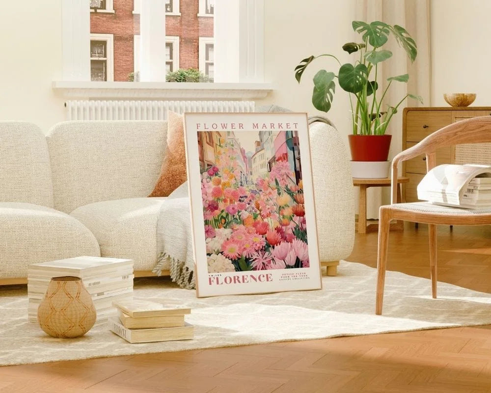Florence Flower Market Canvas Poster | Botanical Floral Wall Art