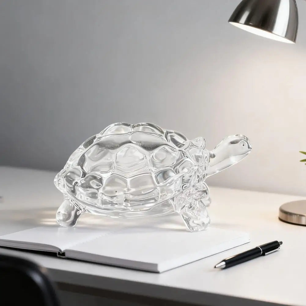 Clear Glass Turtle Figurine | Lucky Decorative Ornament