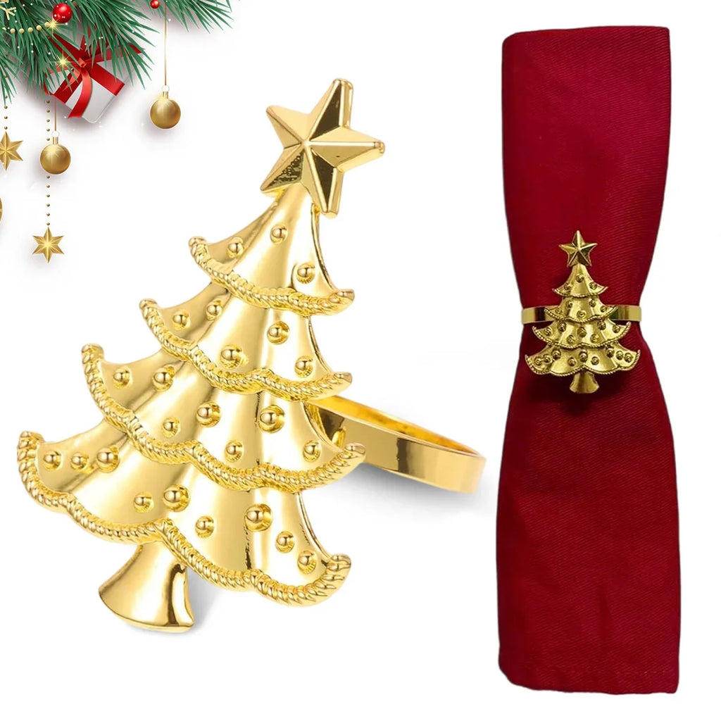 Napkin Rings Christmas Winter Wedding Gold Hemp Rope Metal Home Table