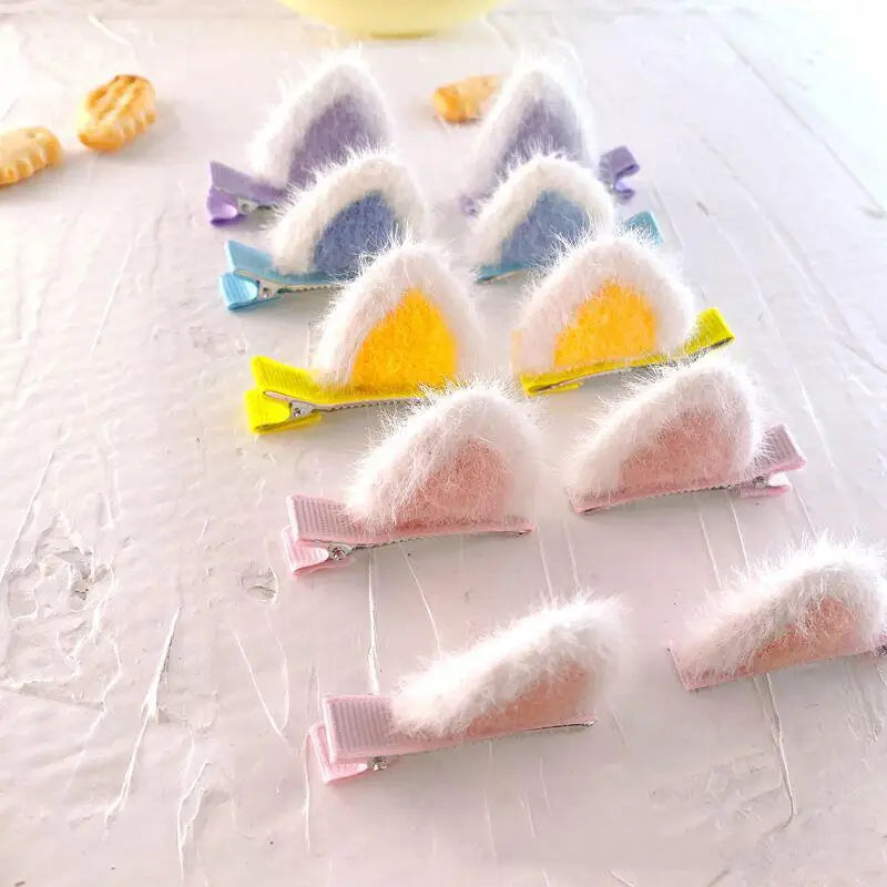 2PCS Plush Cat Ear Hair Clips – Korean Style Girls Accessory