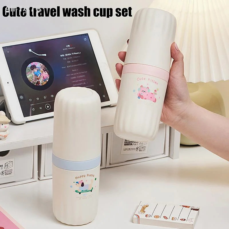 Portable Travel Toothbrush & Toothpaste Case with Rinse Cup
