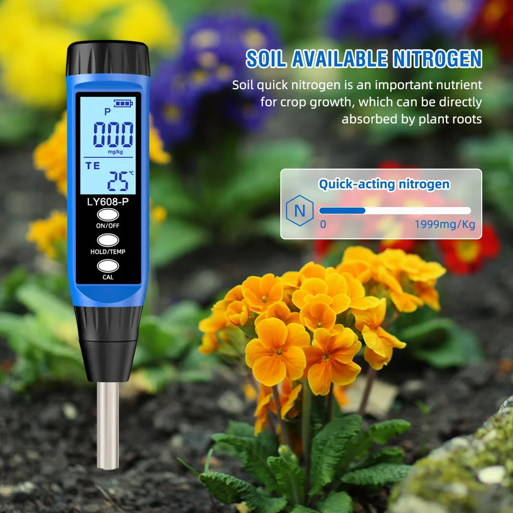 Soil Nutrient Tester Digital Phosphorus Meter Temperature Gardens