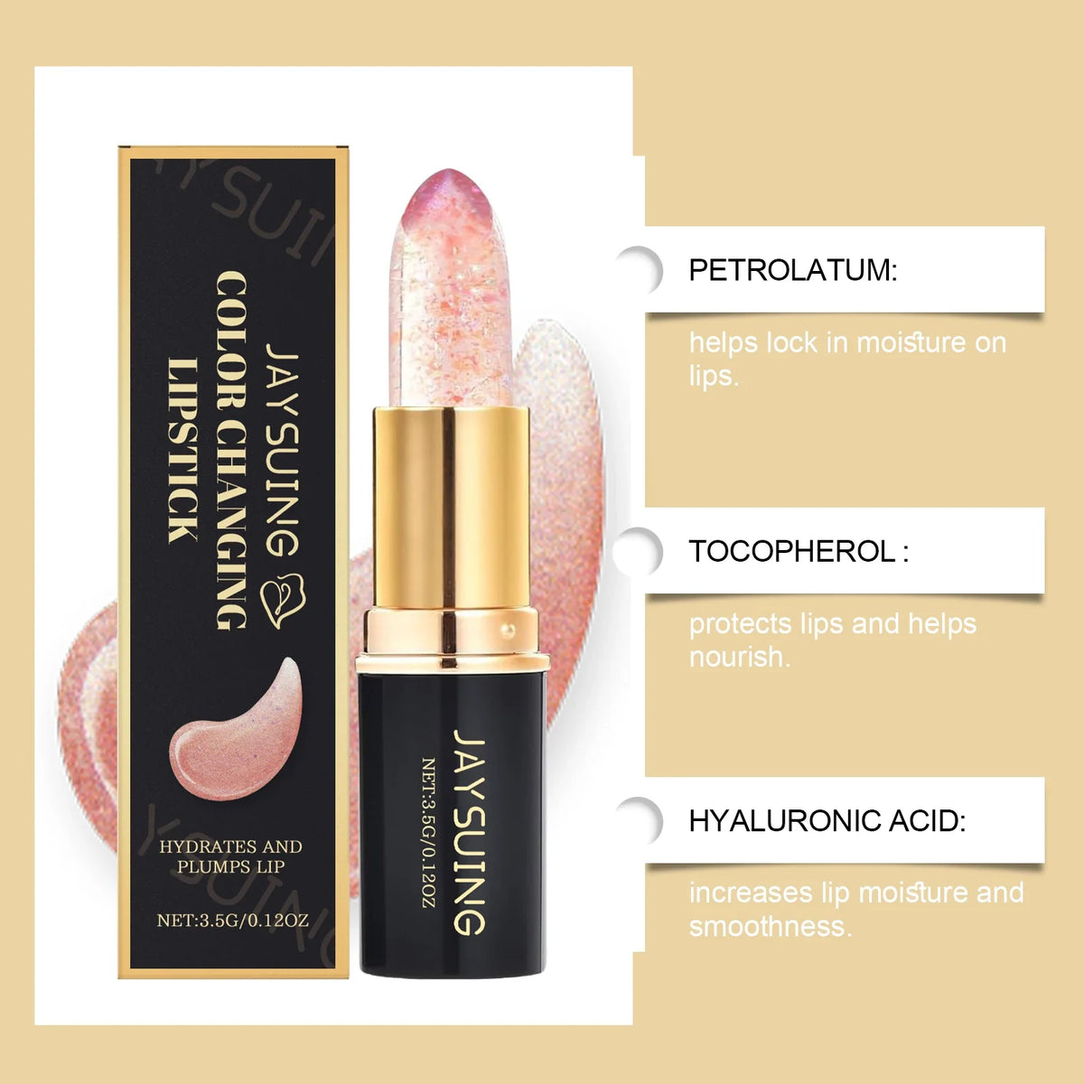 Jaysuing Color Changing Glitter Lip Balm | Hydrating Jelly Lip Gloss