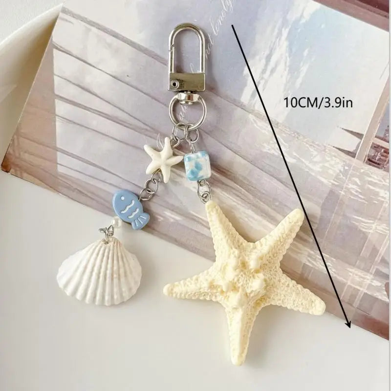 Ocean Shells & Starfish Keychain Phone Strap Charm | Resin