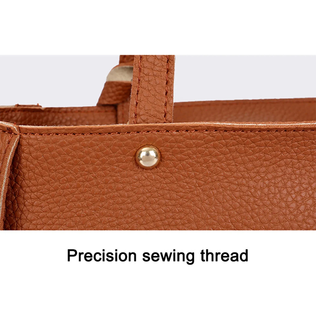 Women's 4-Piece Tote Bag Set | Canvas & PU Leather Purse Set