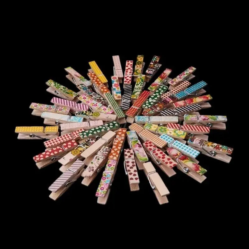 50-Pack Natural Wooden Mini Clips – Craft & Photo Clothespins