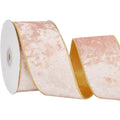 10 Yards Pink Velvet Wired Ribbon Gold Edge 2.5 Inch Bows