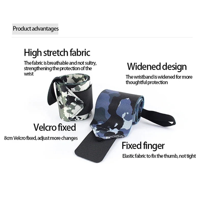 Camouflage Wrist Wraps – Adjustable Gym Weightlifting Support