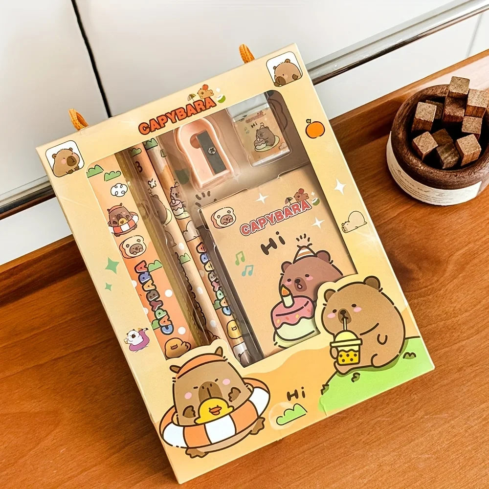 Capybara & Astronaut Stationery Set – 6-Piece Gift Bundle