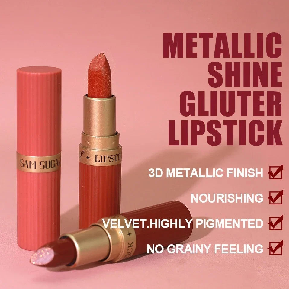 LUXURYTO Pearlescent Glitter Velvet Lipstick – Metallic Shimmer