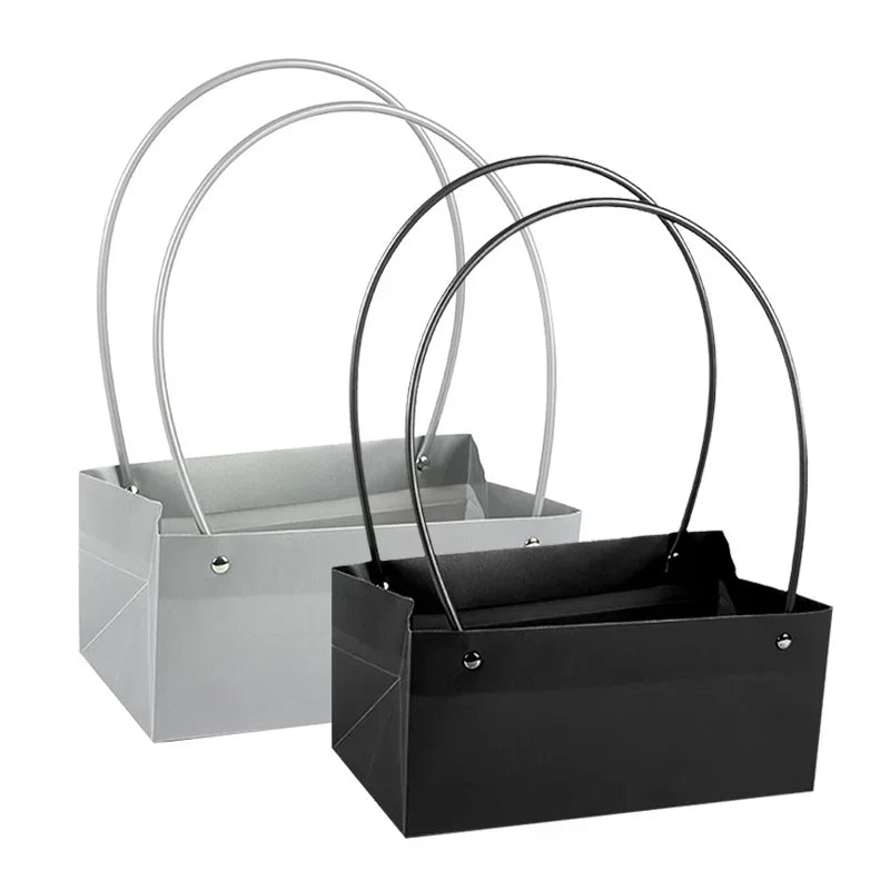 Flower Paper Box Bucket PVC Florist Packaging 22x11x10cm Wrapping