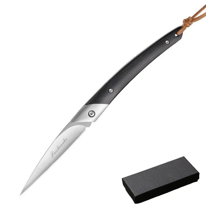 D2 Steel Folding Pocket Knife – Japanese Style Wood Handle