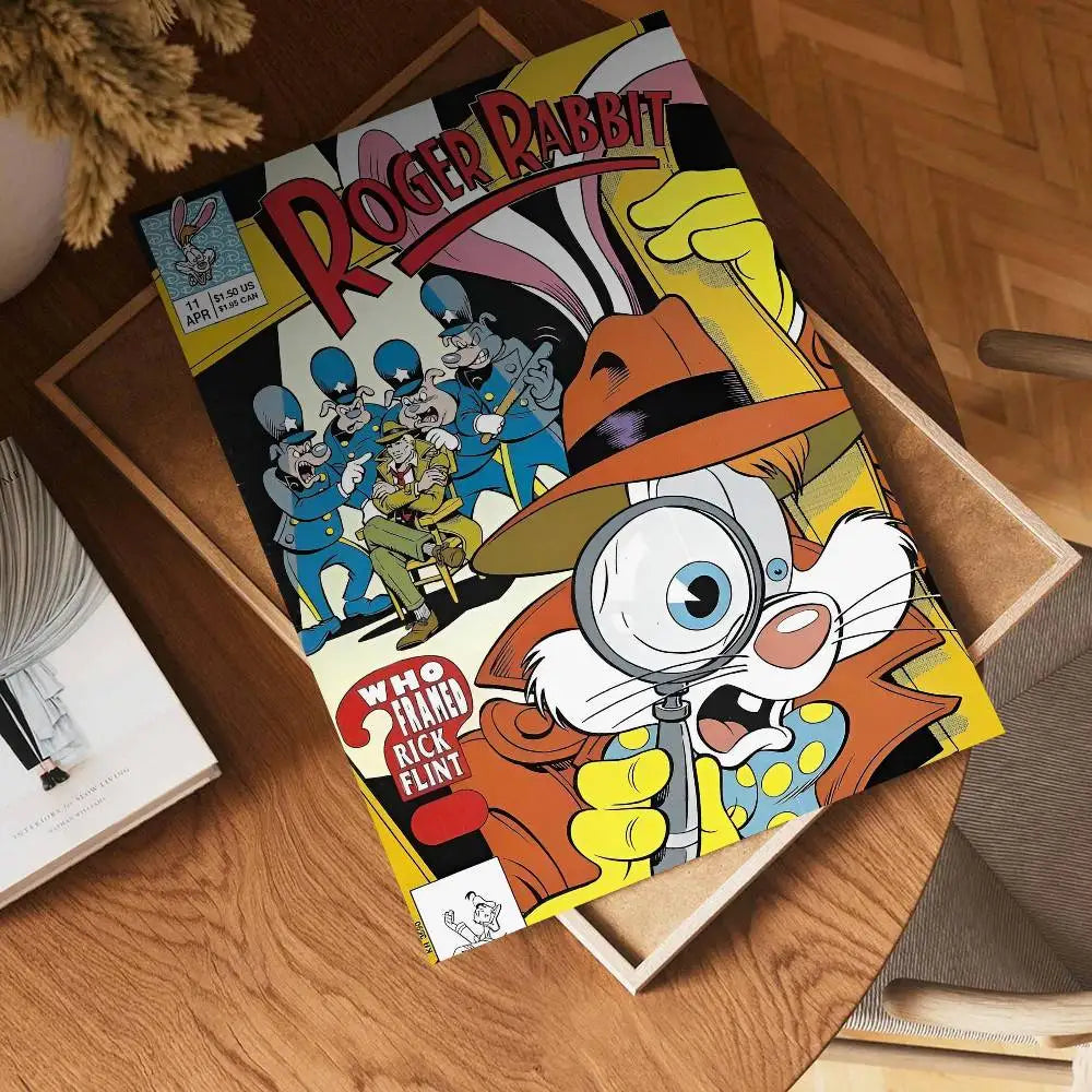 Cartoon Rabbit Self-Adhesive Wall Poster – Waterproof Mural Art
