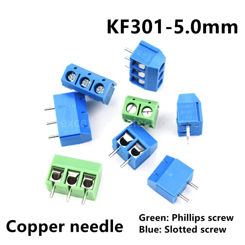 10- Lot KF301-5 0-2P KF301-3P Pitch Copper Needle Straight Pin 2P 3P