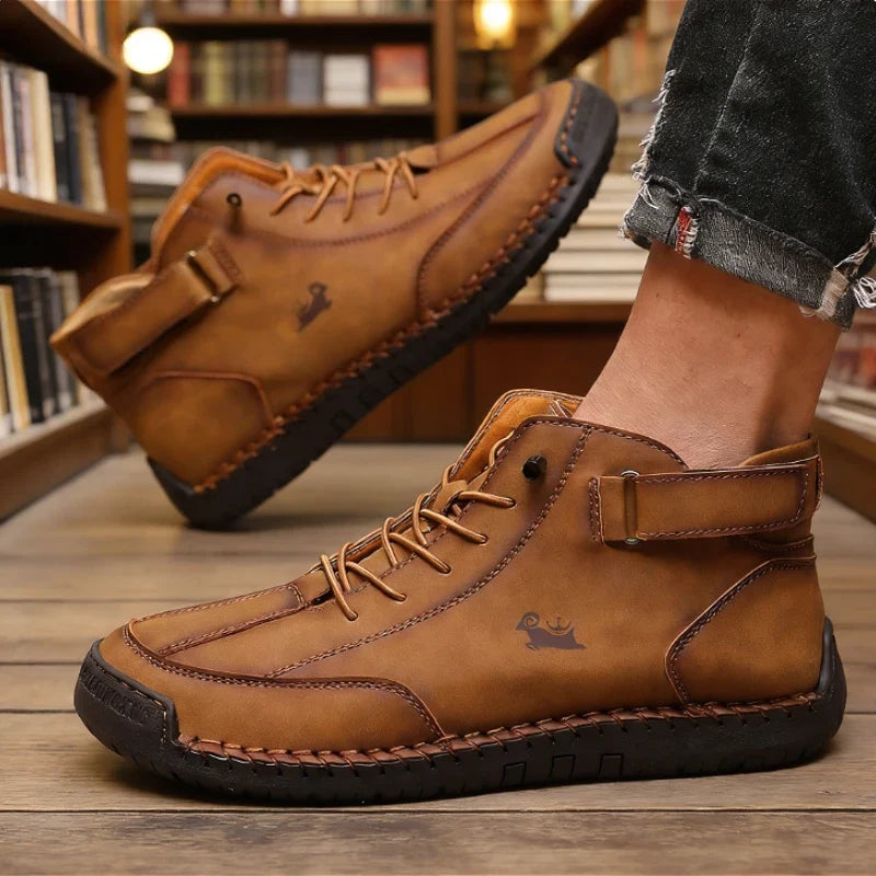 ZULIWAGN Men's Vintage Leather Lace-Up Casual Shoes | Non-Slip