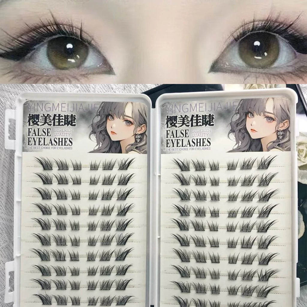 Fox-Style Wispy Cluster False Eyelashes | Glue-Free Anime Lashes