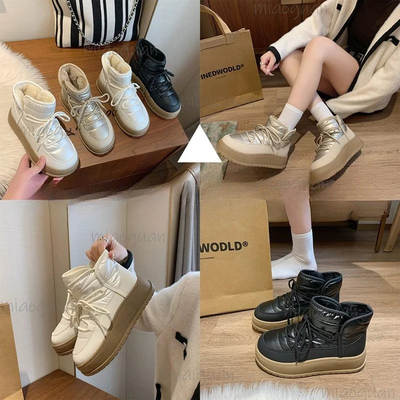 Women's Waterproof Platform Snow Boots – Plush Ankle Booties