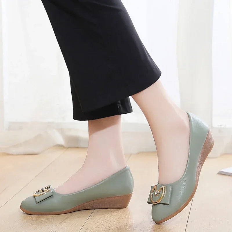 Women's Ballet Flats – PU Leather Slip-On Square Toe Loafers