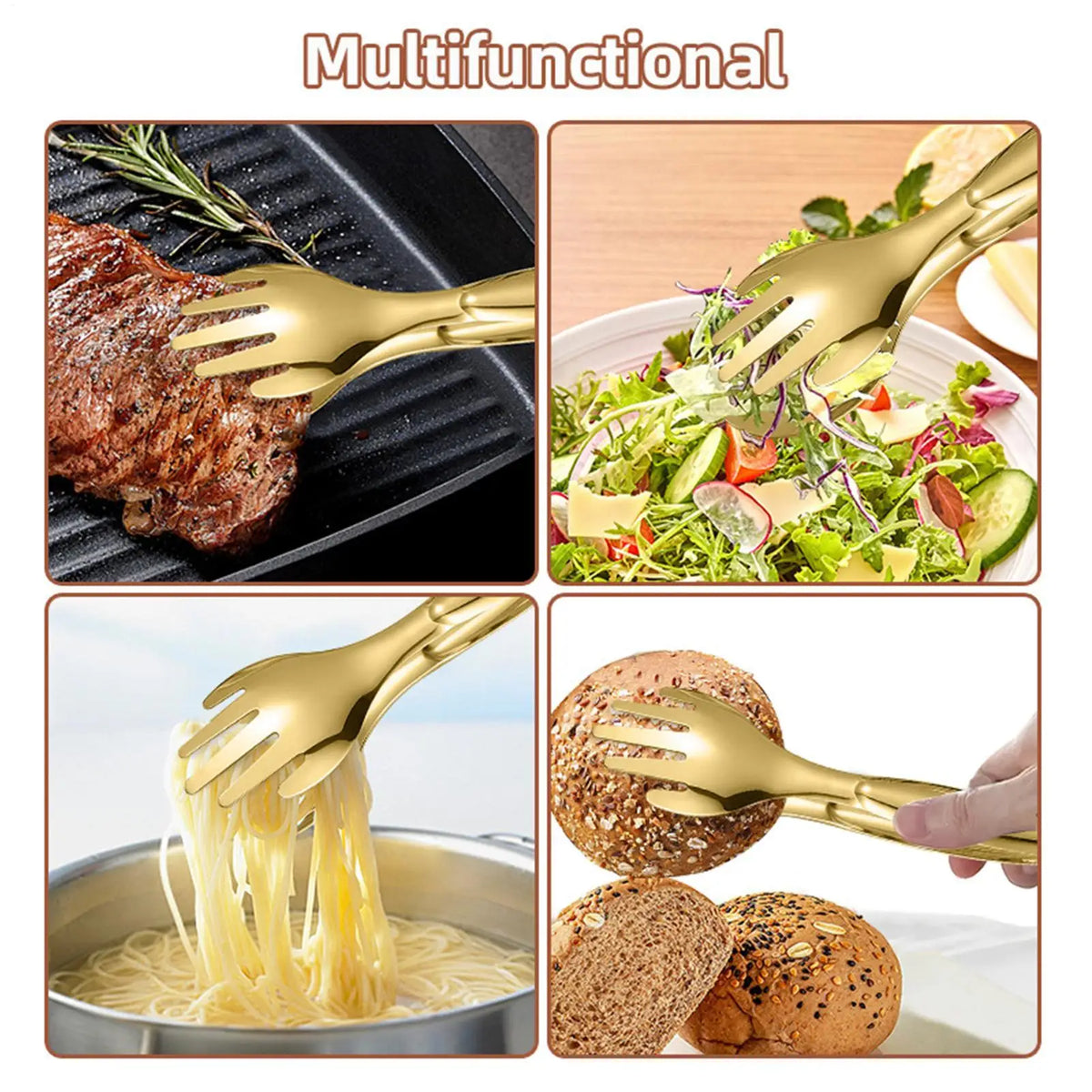 Heavy-Duty Stainless Steel Cooking Tongs for Grilling & BBQ