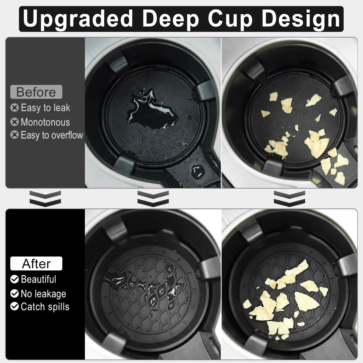 Silicone Car Cup Holder Insert Coasters – Anti-Slip 1/2/4 Pack