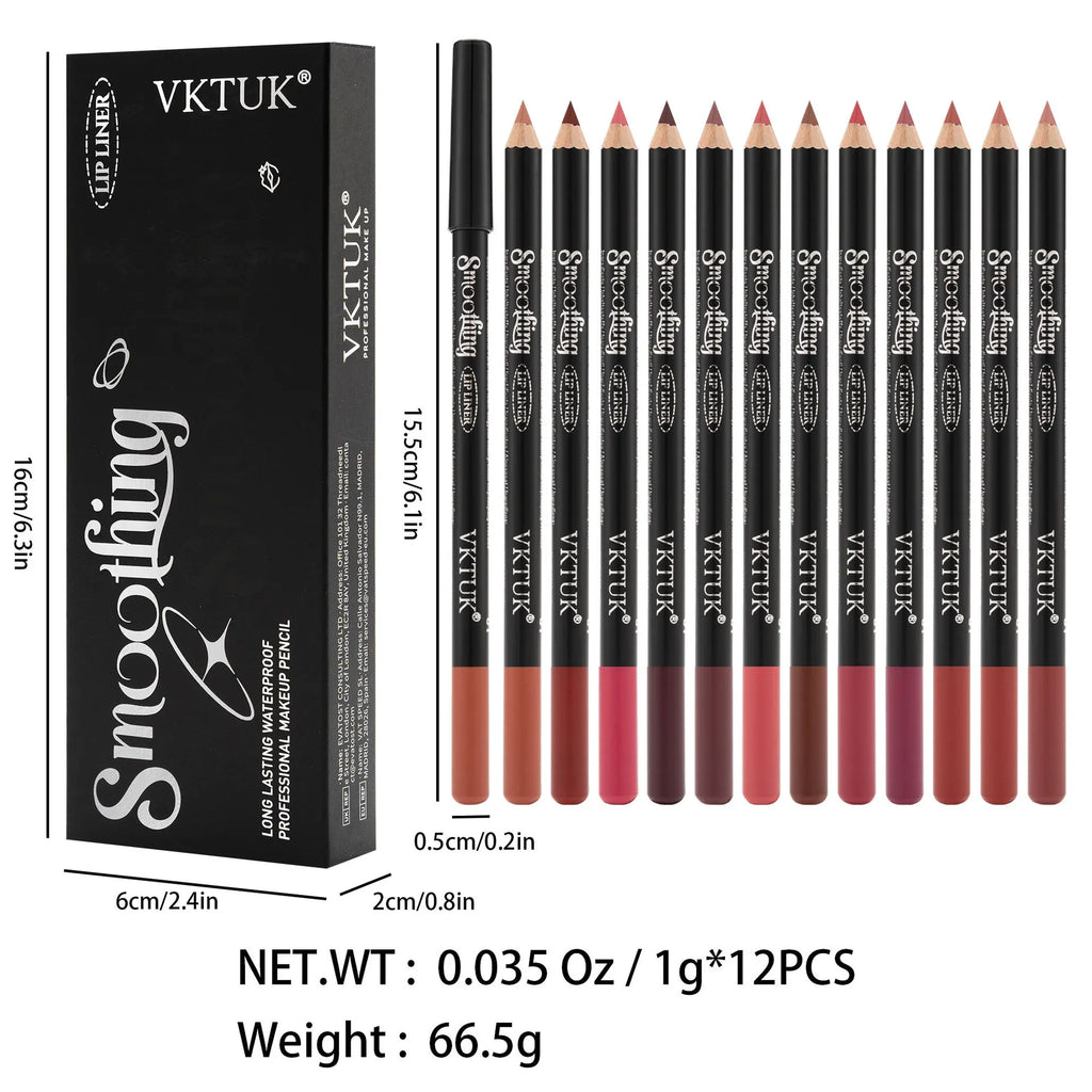 12-Piece Matte Lip Liner Set – Long-Lasting All Skin Tones