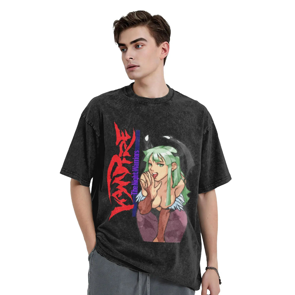 Darkstalkers Morrigan Men's Cotton Graphic T-Shirt | Washed Tee