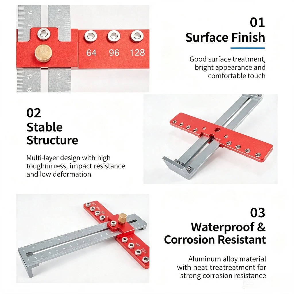 Aluminum Cabinet Handle Hole Locator & Drill Mounting Jig