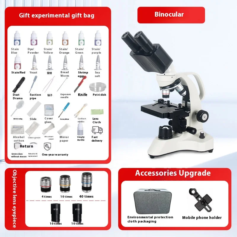 Binocular Biological Microscope – 500x for Students & Teaching