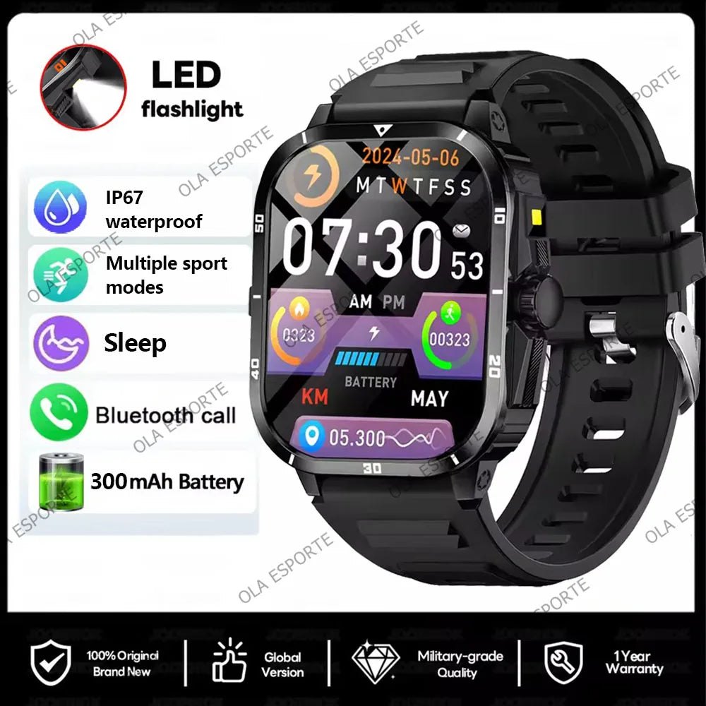 Military Smartwatch 2.01" HD Bluetooth Call Waterproof | Men