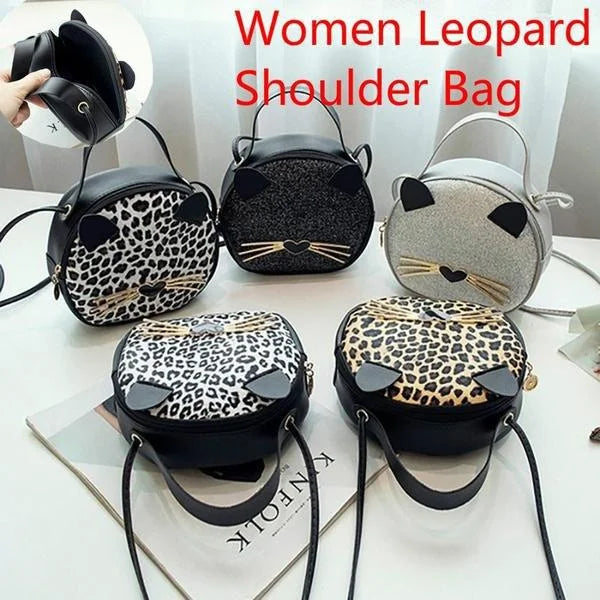 Women's Cartoon Leopard Shoulder Bag – Cute Animal Tote Purse