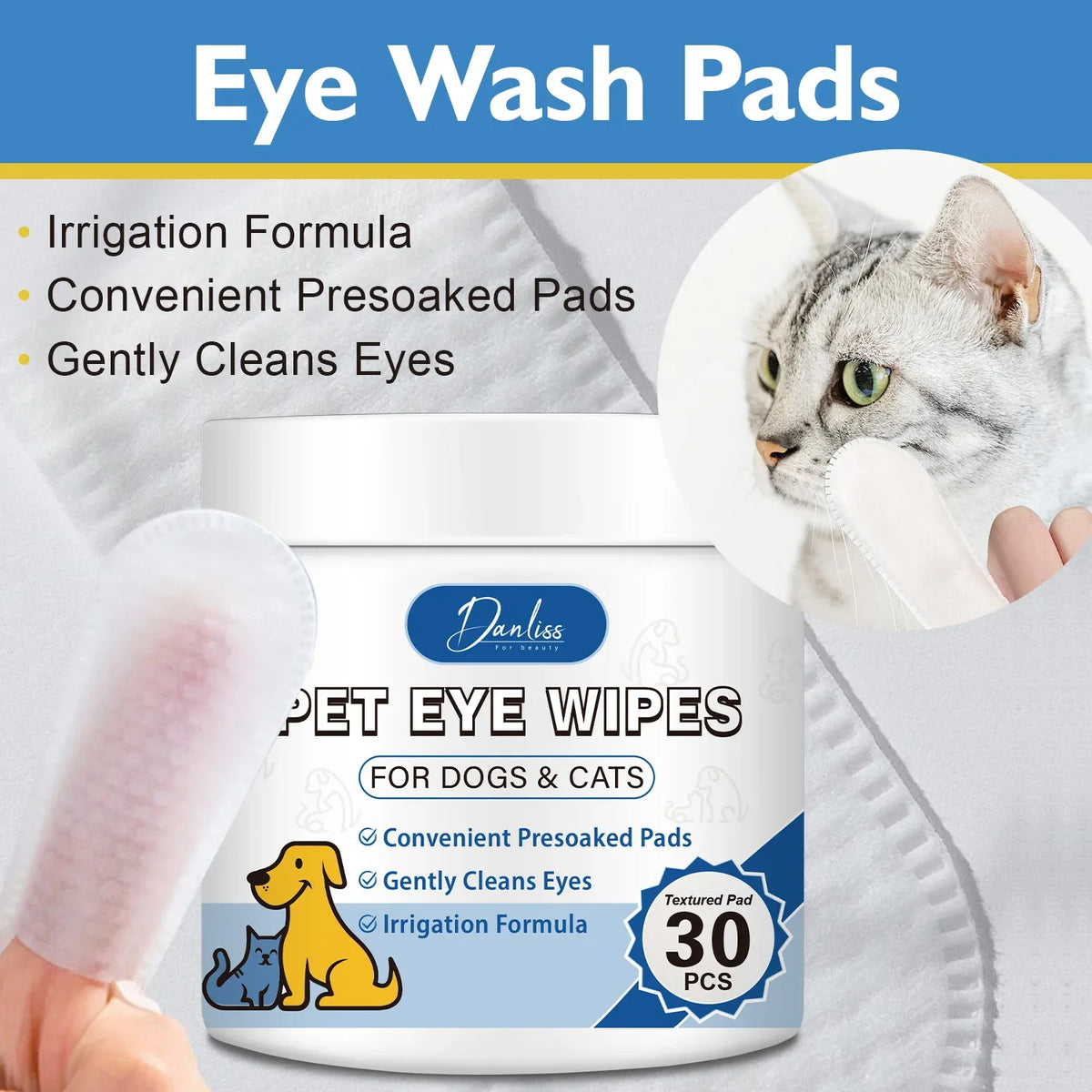 30-Pack Pet Eye Cleaning Wipes – Tear Stain Remover Dogs & Cats