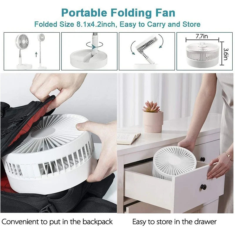 Mini Foldable Bladeless Rechargeable Fan – Adjustable Height