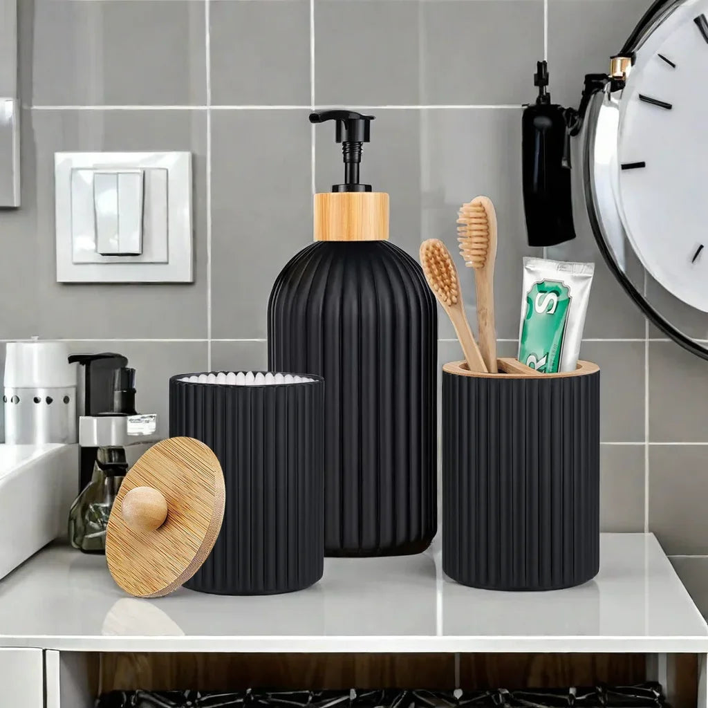 Bathroom Countertop Container Hand Soap Dispenser Cotton Ball Storage