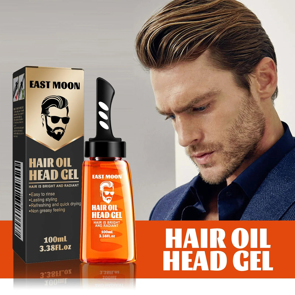 East Moon 2-in-1 Men's Hair Wax Gel & Comb 100ml