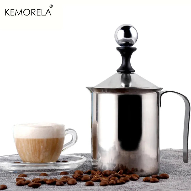 KEMORELA 400ml Stainless Steel Milk Frother & Foam Maker