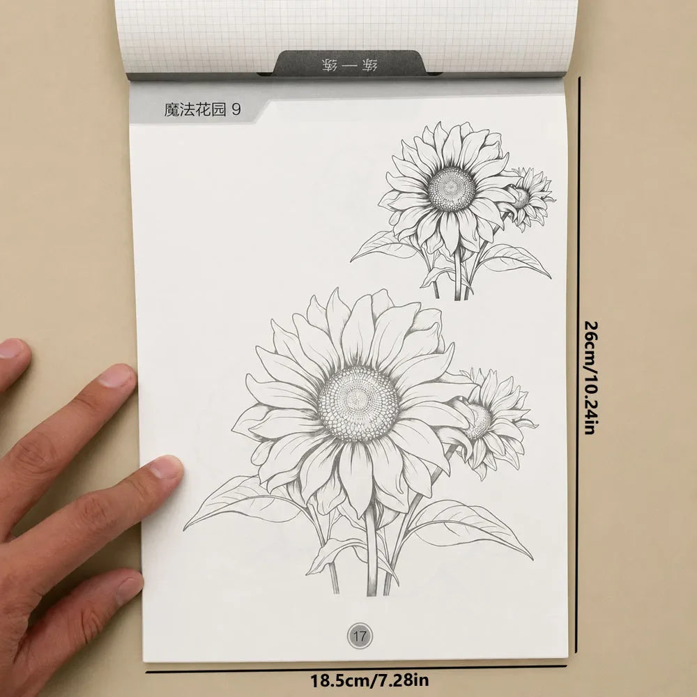 48-Page Floral Sketch Tracing Book Various Garden Flower Outline