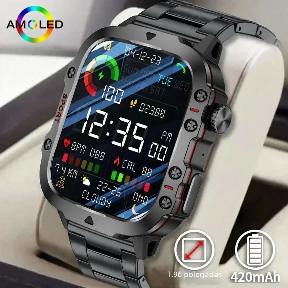 2026 Rugged Military Smart Watches Men Bluetooth Calls Health Monitor