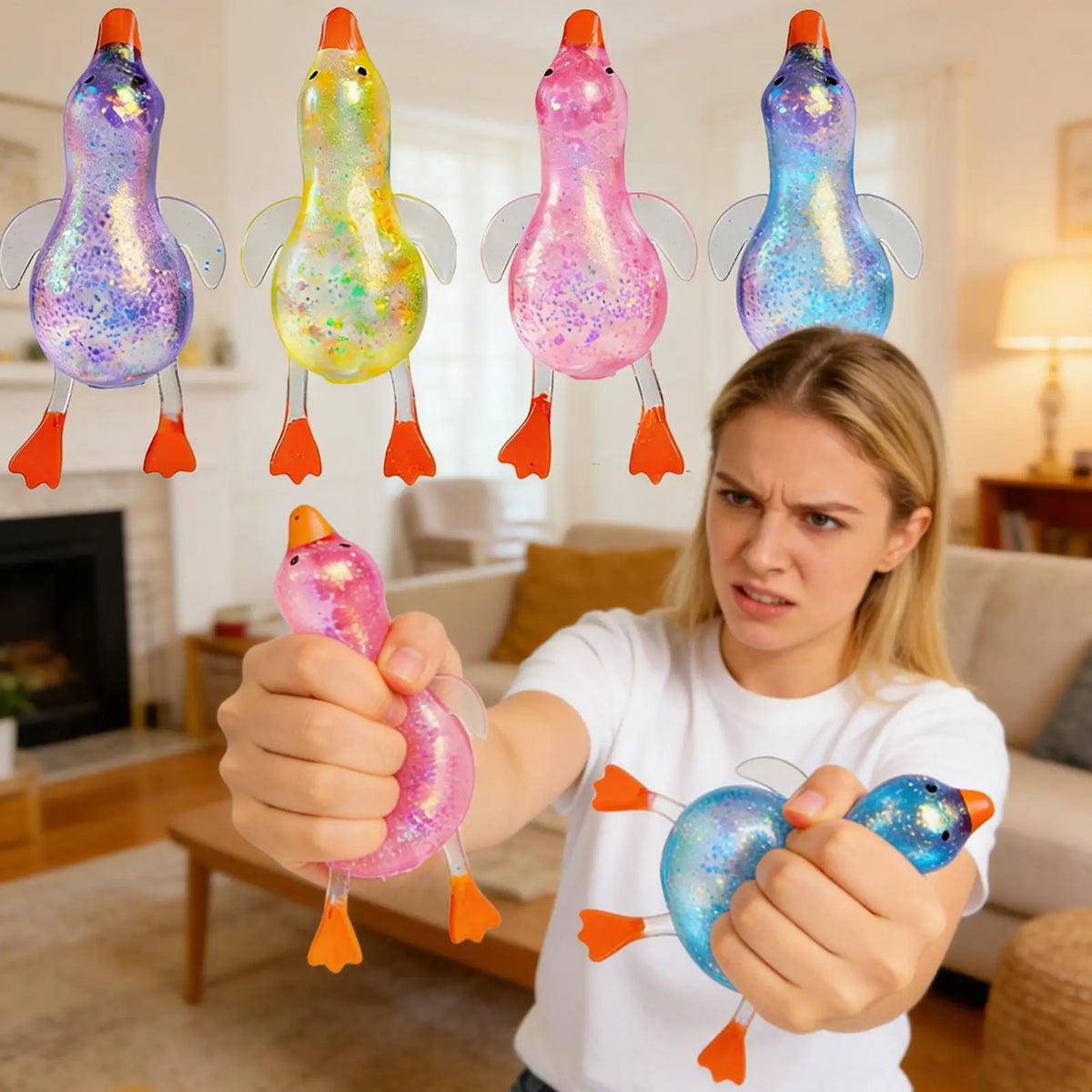 Duck Squeeze Toy – Glitter Slow Rising Sensory Fidget for Kids